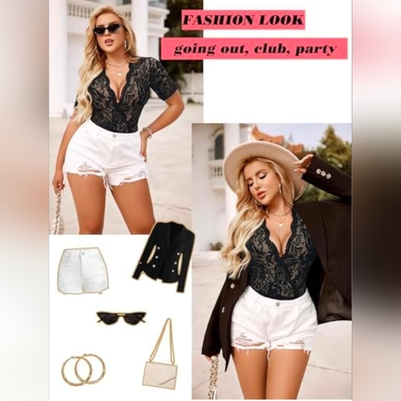 Avidlove V-Neck Short Sleeve Lace Bodysuit Size Small Brand New With Tags. - Picture 5 of 10